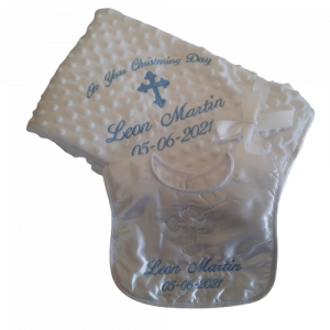 Christening blanket and bib