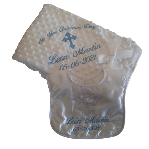 Christening blanket and bib