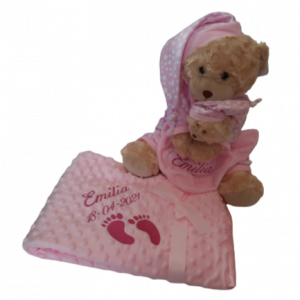 special present minky blanket and teddy with comforter -gift set