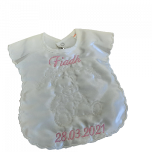 cream christening bib