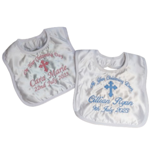 White Christening Bib With Cross