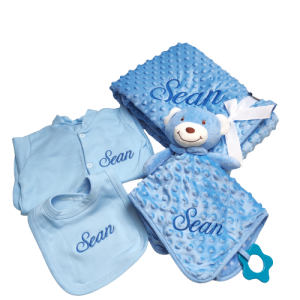 Minky set with babygrow - blue contains 4 very practical products