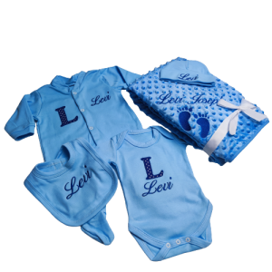 custom gift set hospital set with blanket blue