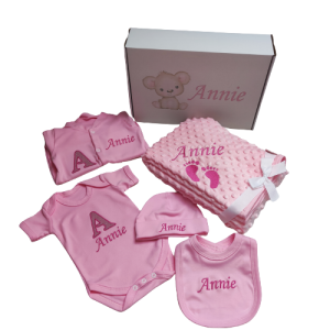 personalised hospital set with a blanket pink