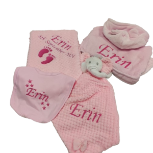 customised gift for a girl waffle blanket+ waffle comforter + Bib + Bathrobe