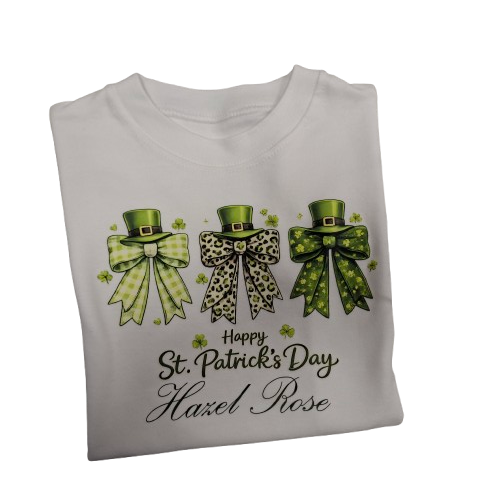St. Patrick's Day - white t-shirt - bows