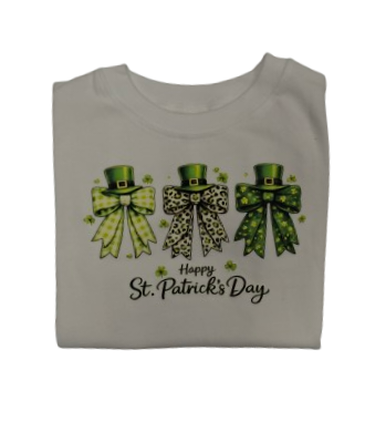 St. Patrick's Day - white t-shirt - bows - Image 2