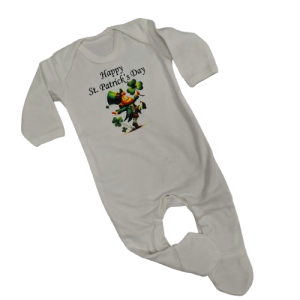 St. Patrick's day -white babygrow leprechaun